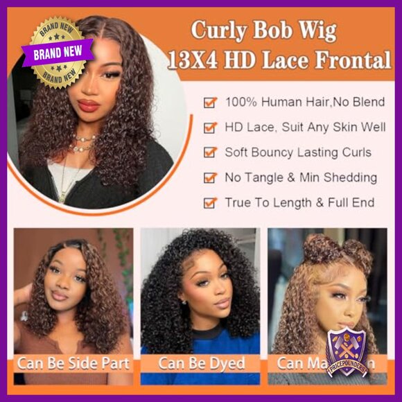 Human Hair Lace Front Wig 14 Inch Bob Deep Wave 200% Density Pre Plucked main image 6